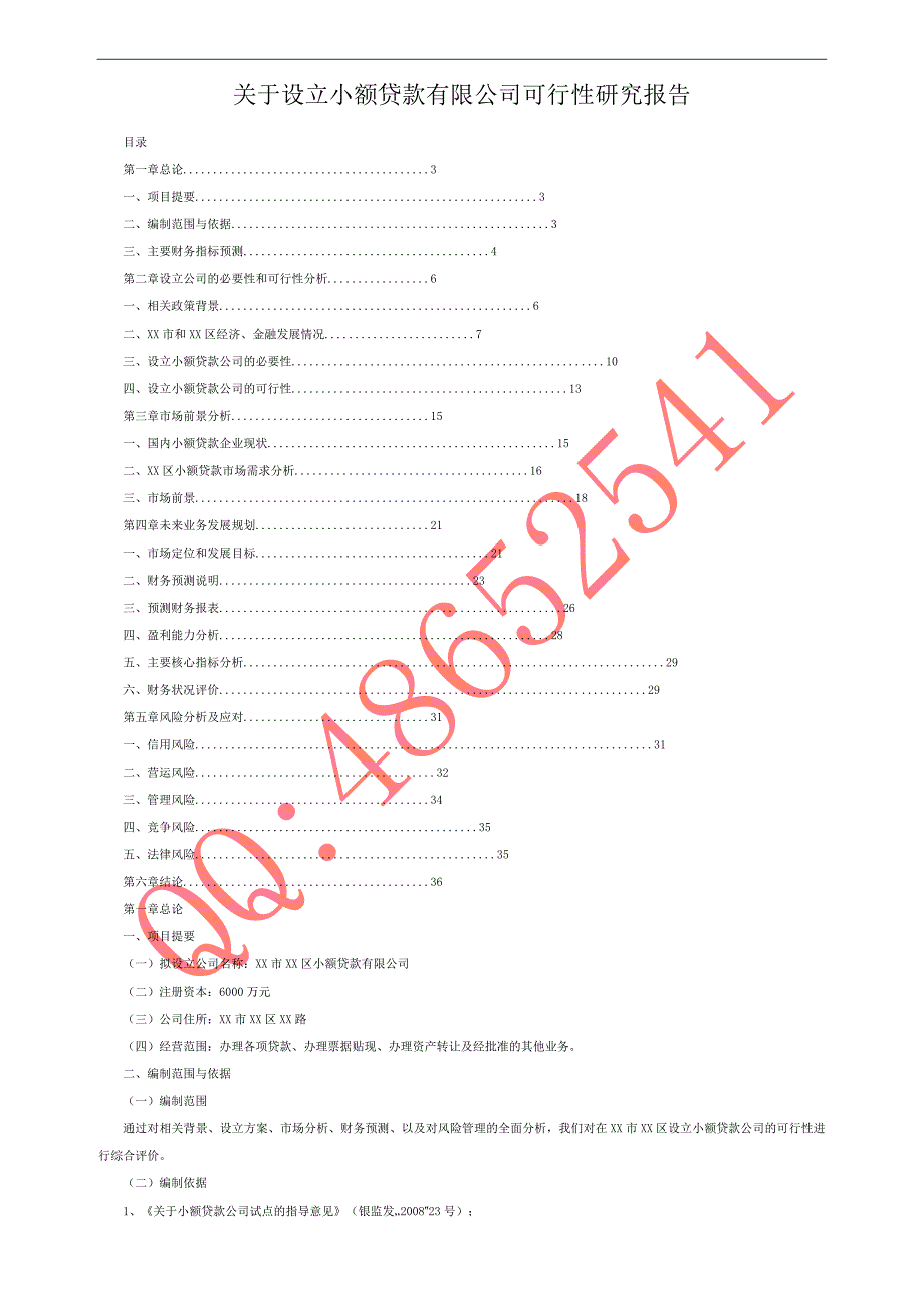 关于设立小额贷款有限公司可行性研究报告_第1页