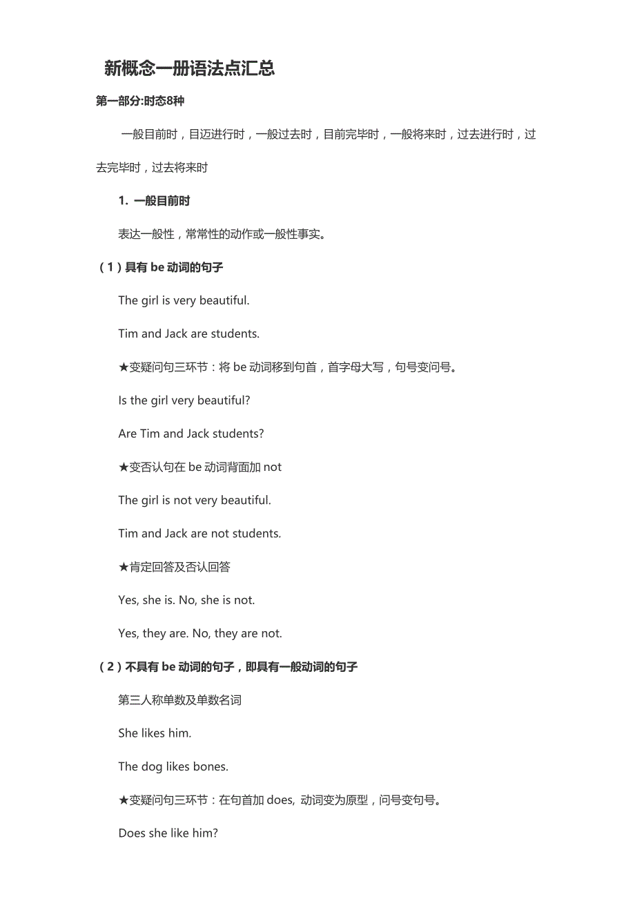 新概念英语第一册语法重点难点点汇总_第1页