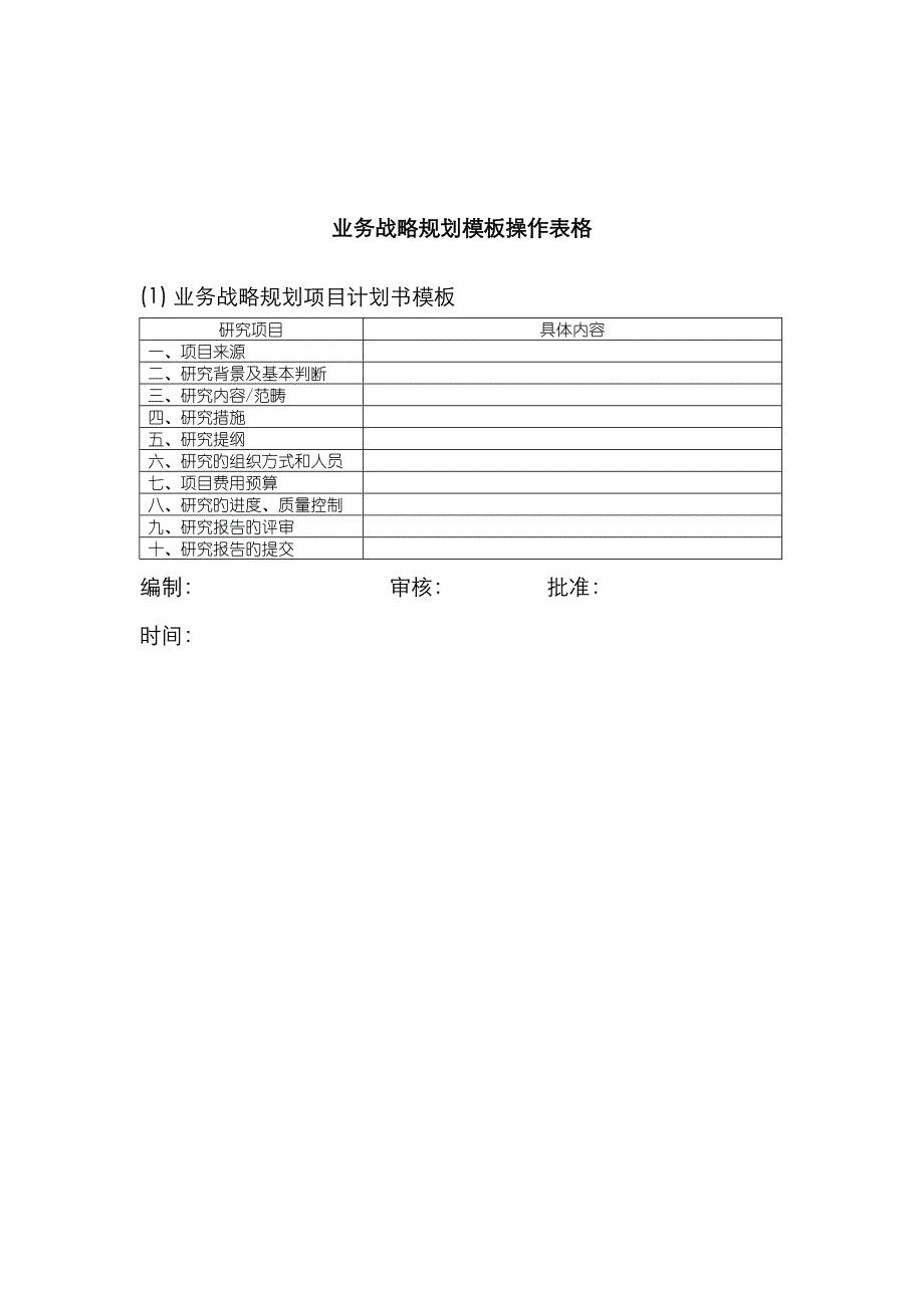 业务战略重点规划表格_第1页