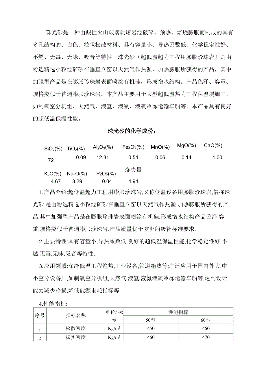 珠光砂成份及性能指标_第1页