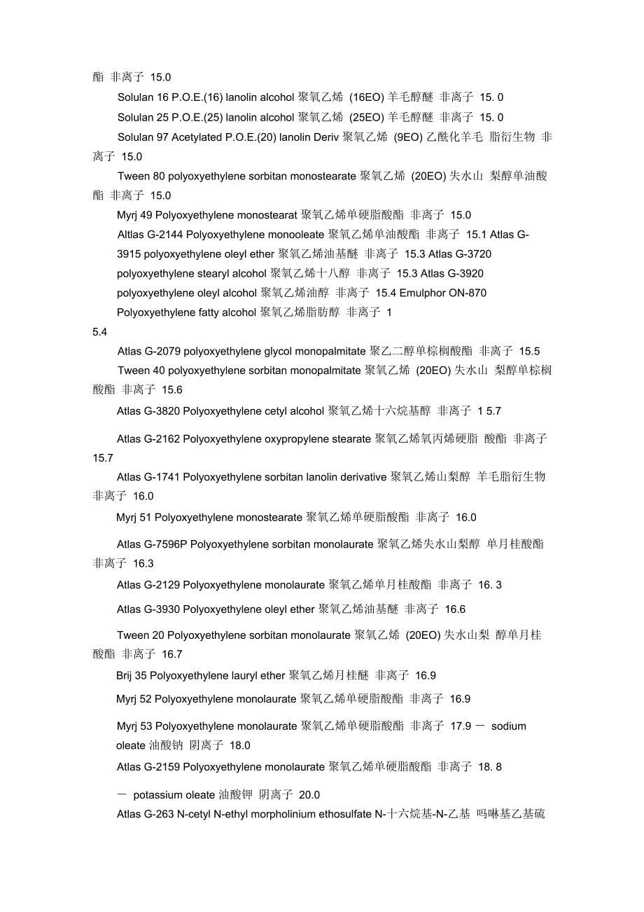 常用表面活性剂的HLB值_第5页