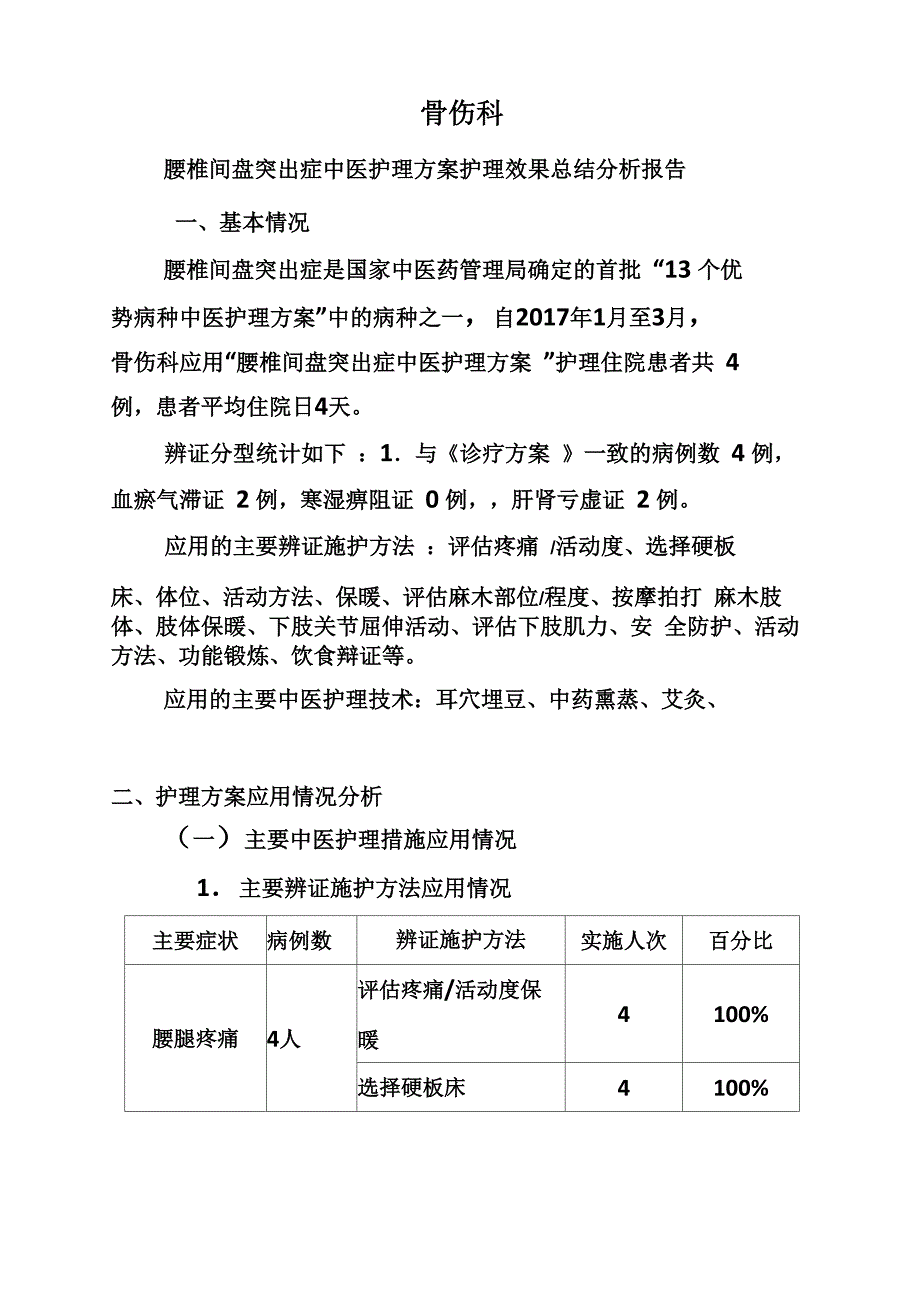 腰椎间盘突出护理效果总结分析报告书样稿_第1页