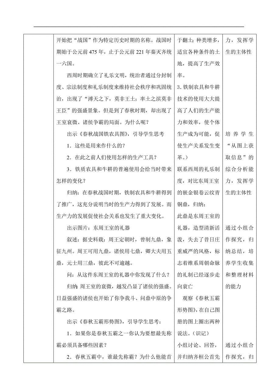 诸侯争霸与社会变革教案_第2页