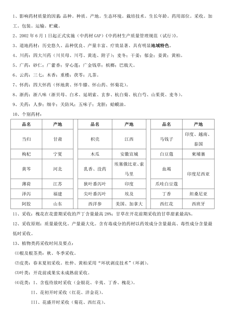 《中药鉴定学》要点归纳整理版_第2页