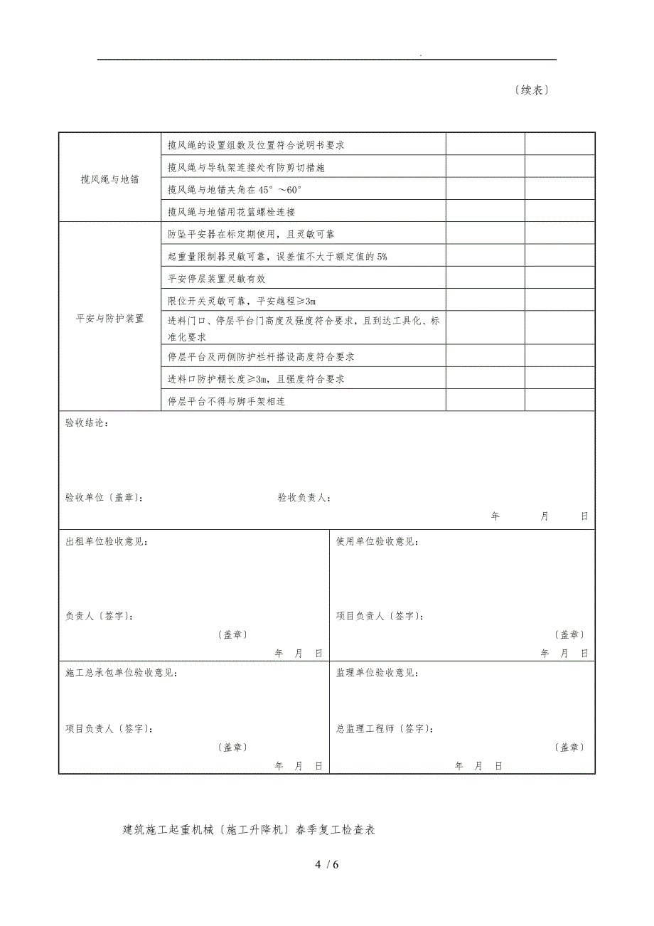 大型机械春季复工检查表_第4页