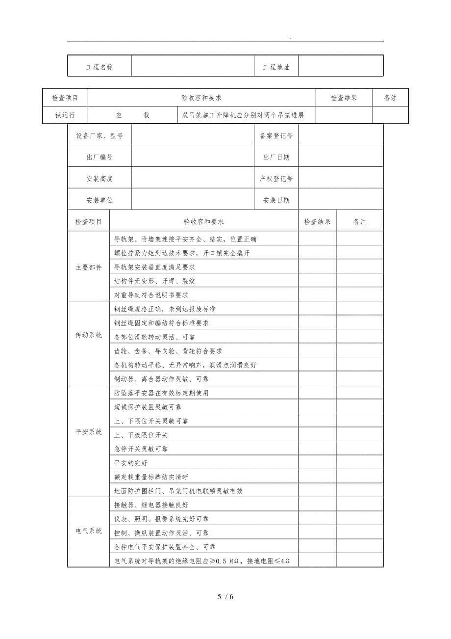 大型机械春季复工检查表_第5页