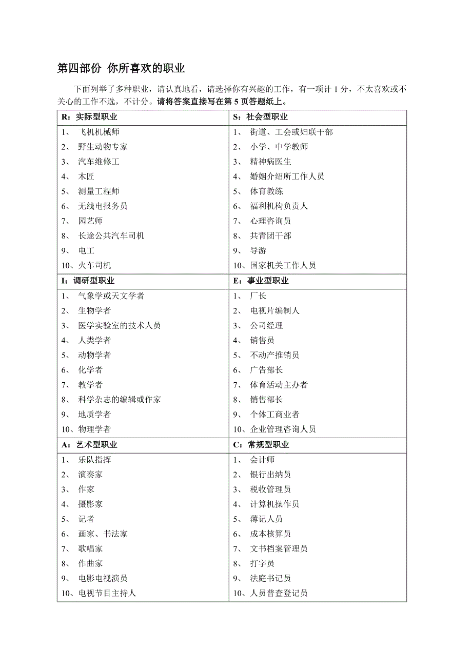 中学生职业倾向测验量表_第4页