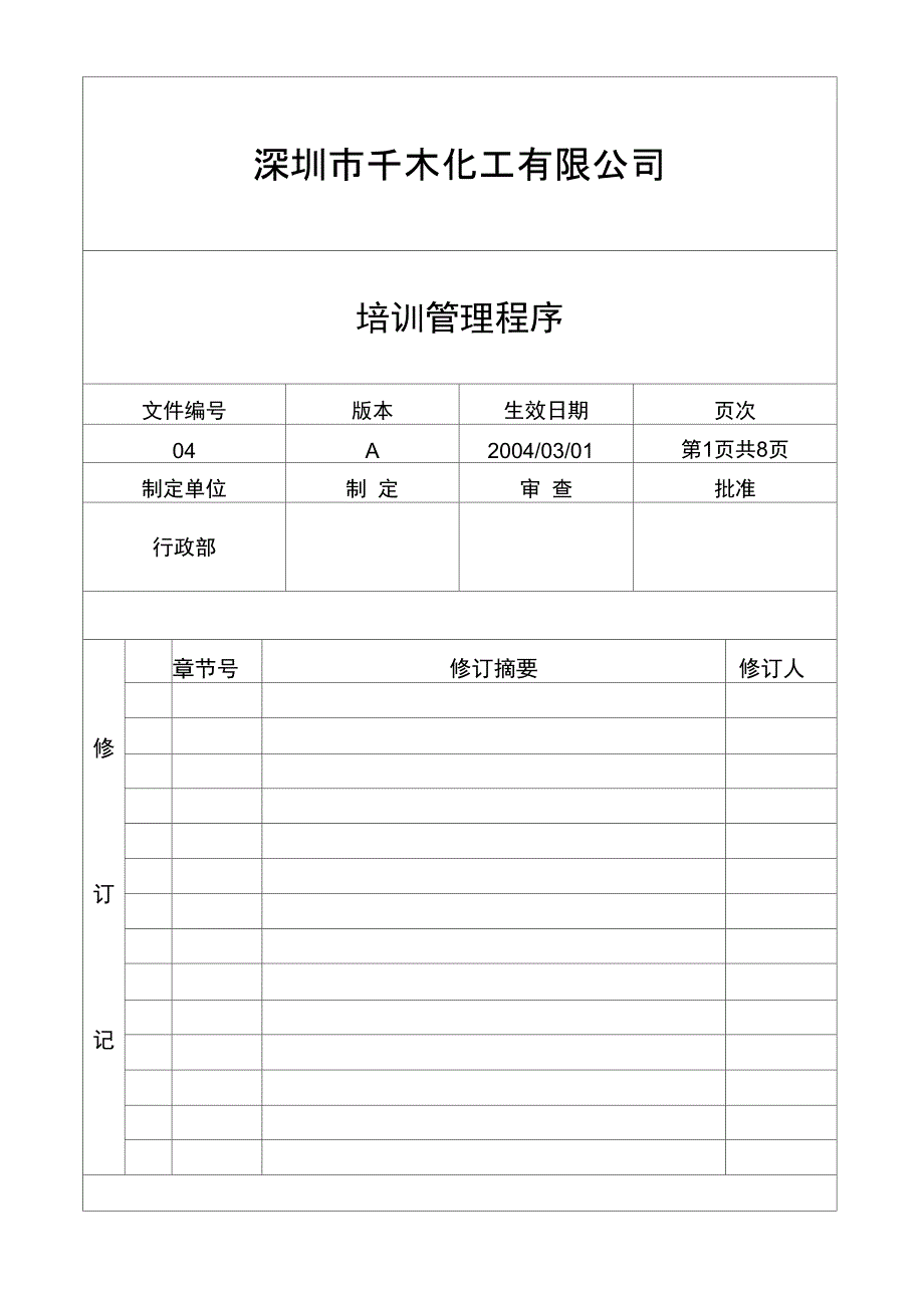 QP04培训管理程序8页_第1页