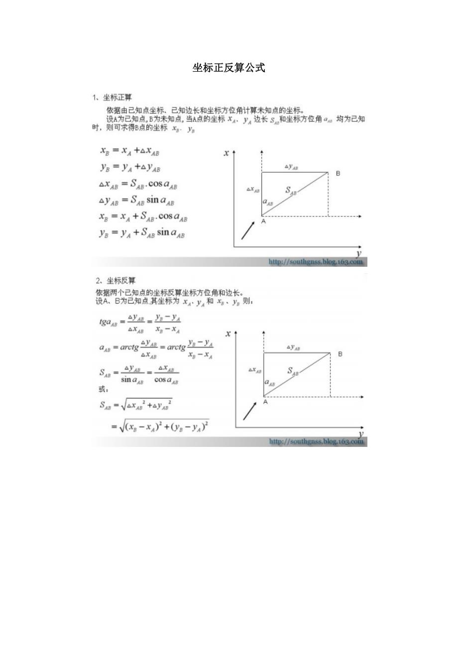 坐标正反算计算公式_第1页