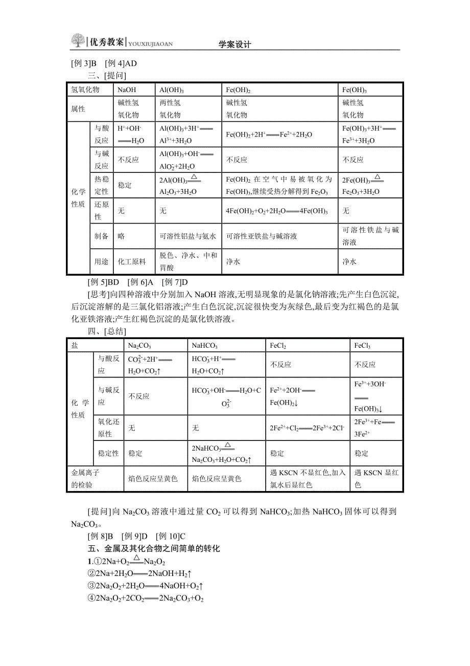 第三章　金属及其化合物复习课学案设计_第5页