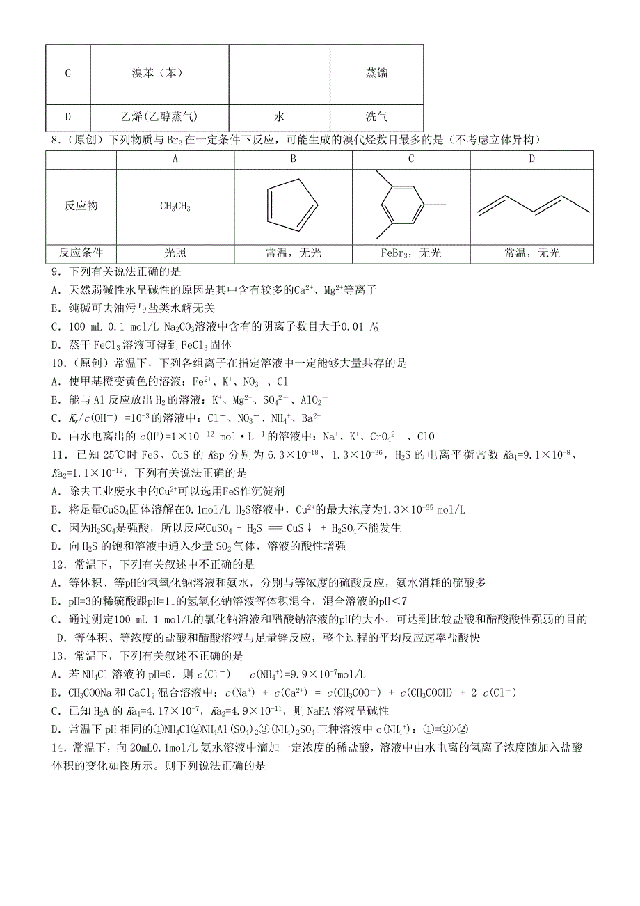 重庆市第一中学2019-2020学年高二化学上学期期末考试试题_第2页