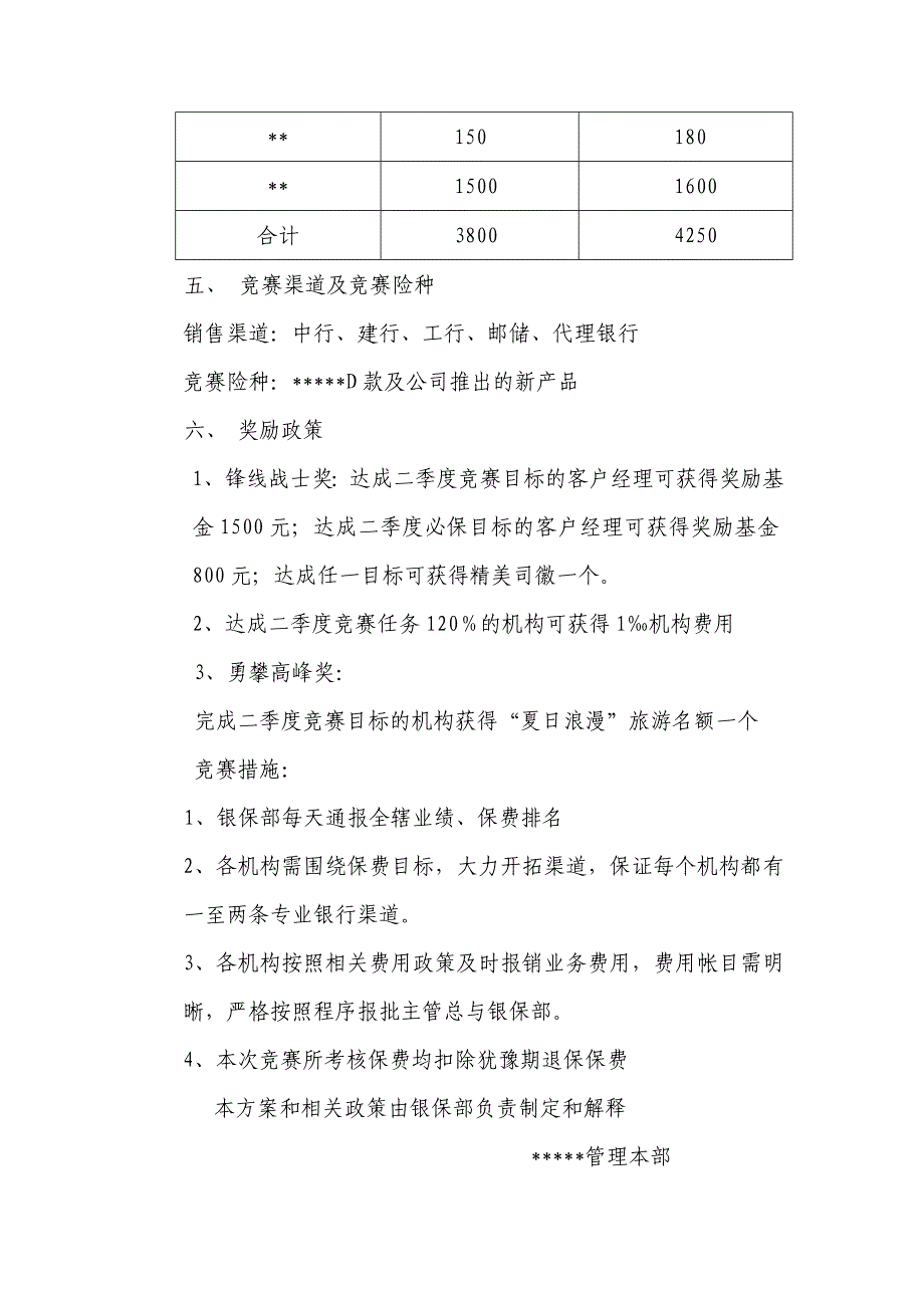 保险公司二季度业务竞赛方案_第2页