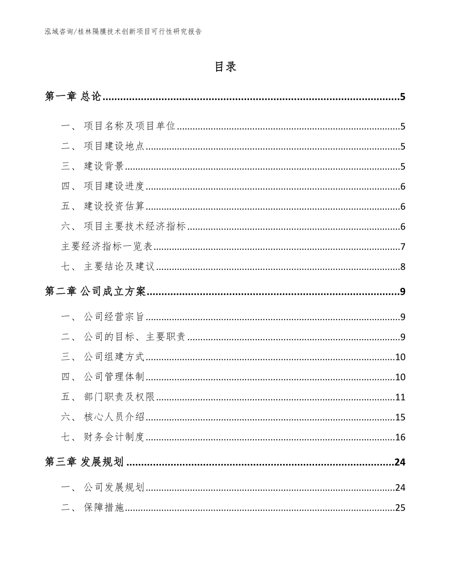 桂林隔膜技术创新项目可行性研究报告参考范文_第1页