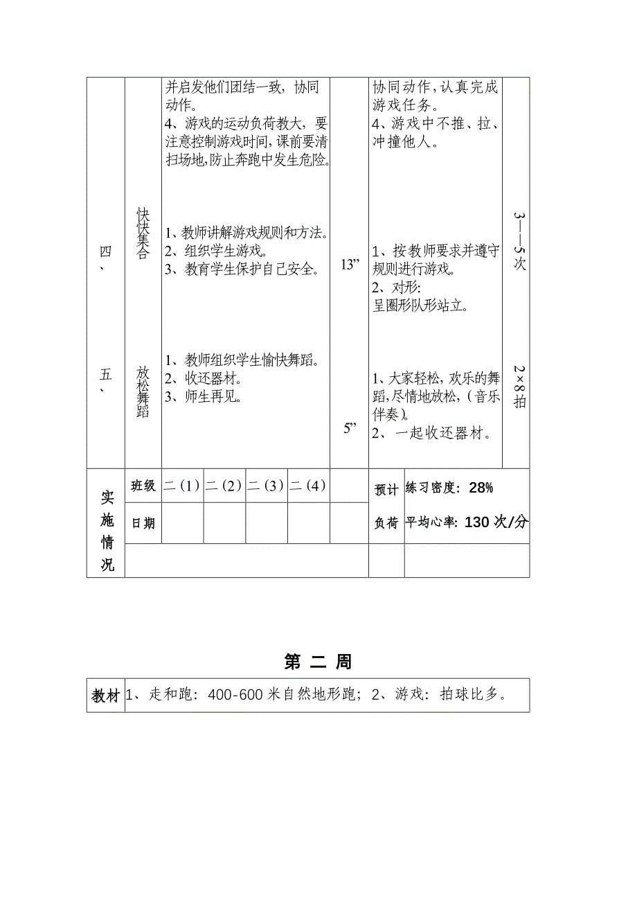 一年级体育教案_第2页