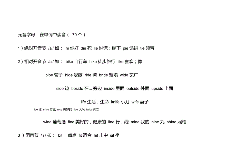 元音字母I在单词中读音_第1页
