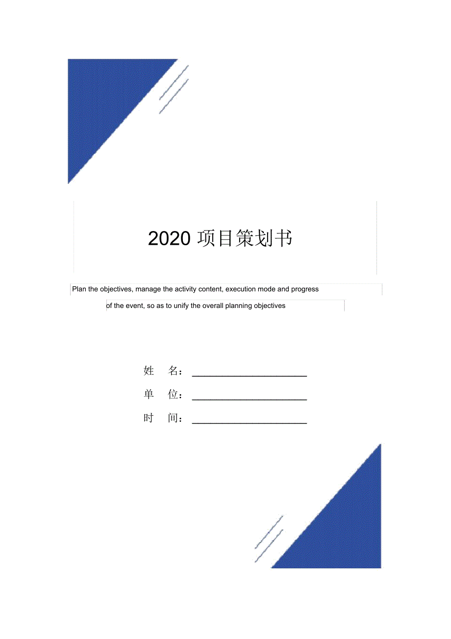 2020项目策划书模板_第1页
