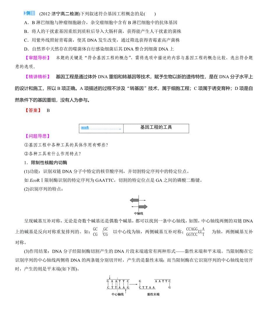 DNA重组技术的基本工具教案人教版选修_第5页