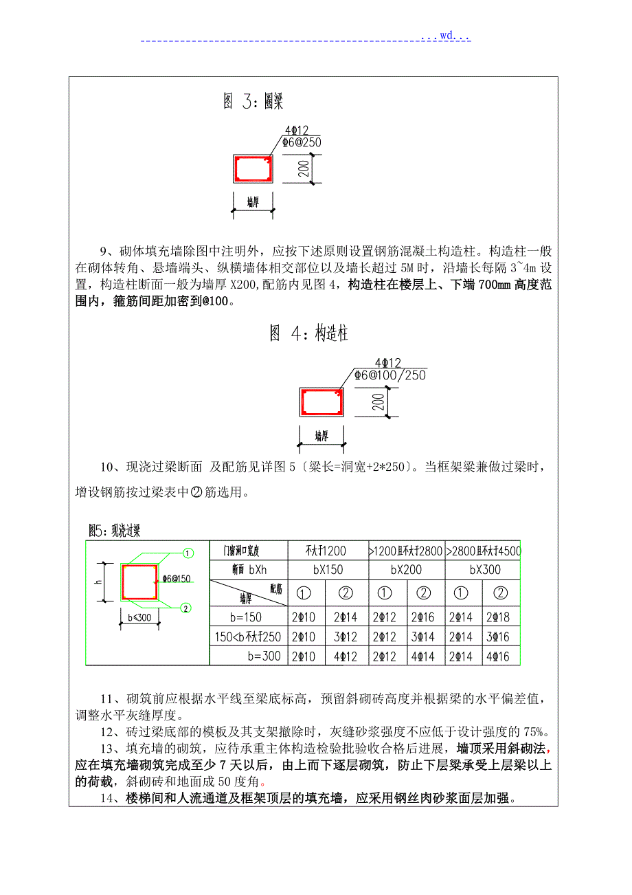 多孔砖填充墙砌筑技术交底大全_第3页