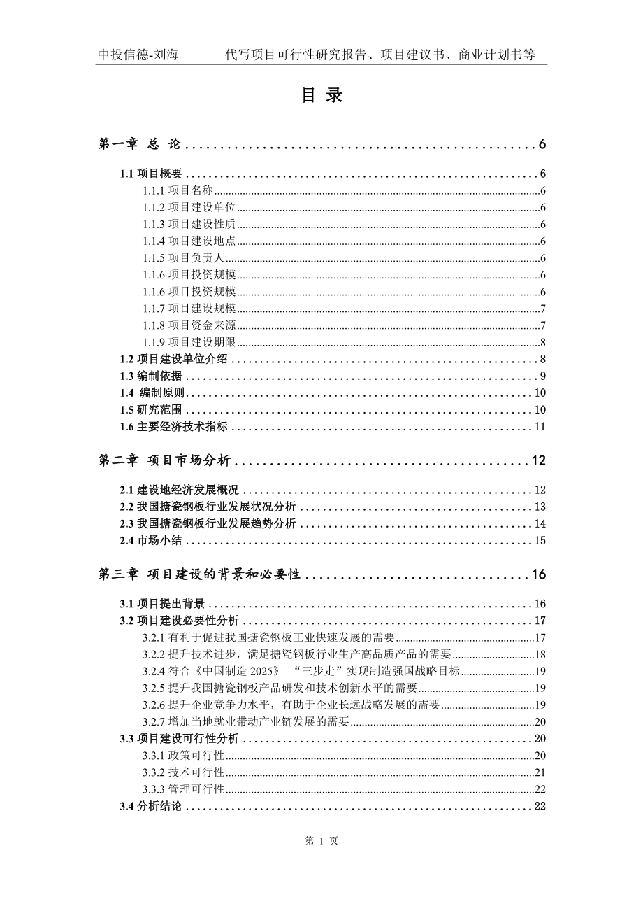 搪瓷钢板项目可行性研究报告模版立项备案_第2页