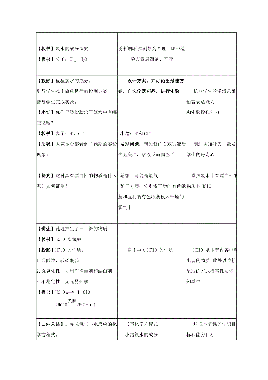 《氯水的成分探究》教学设计_第3页