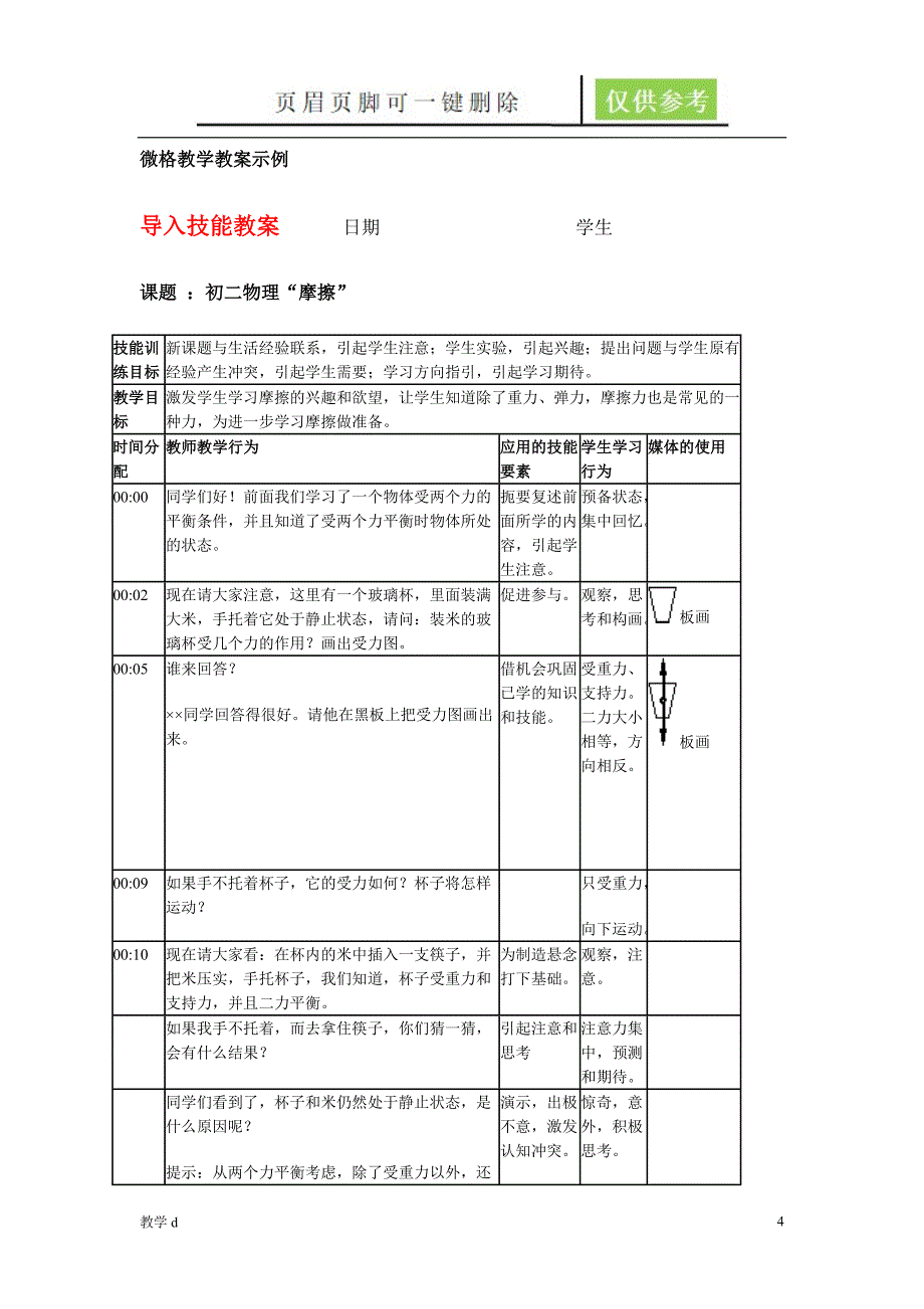 微格教学教案的编写及示例教资类别_第4页