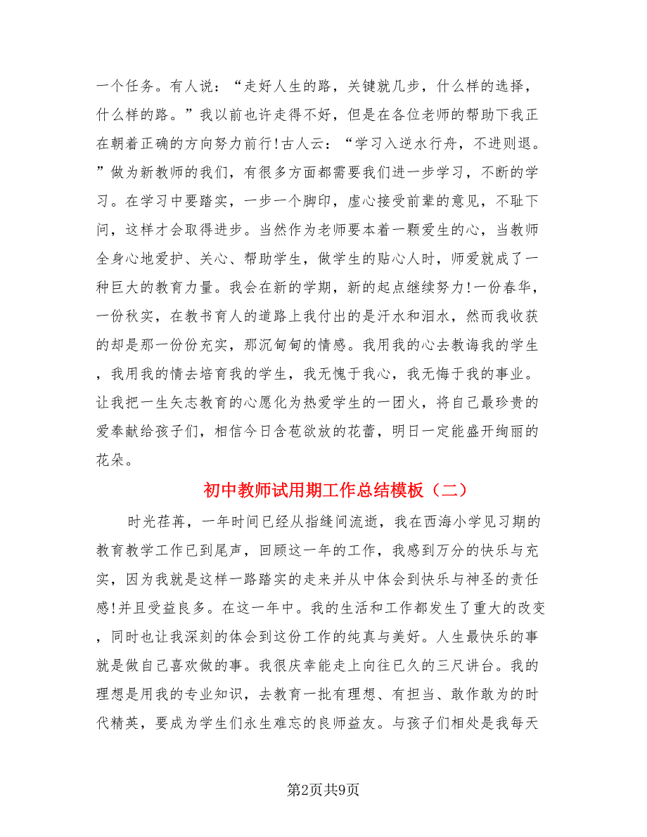 初中教师试用期工作总结模板（三篇）.doc_第2页