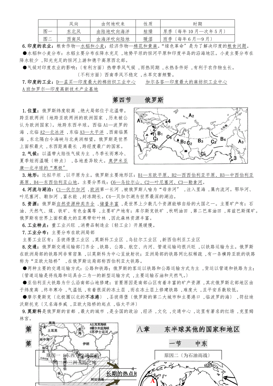 (最新版)人教版七年级地理下册知识点归纳.专用doc_第4页