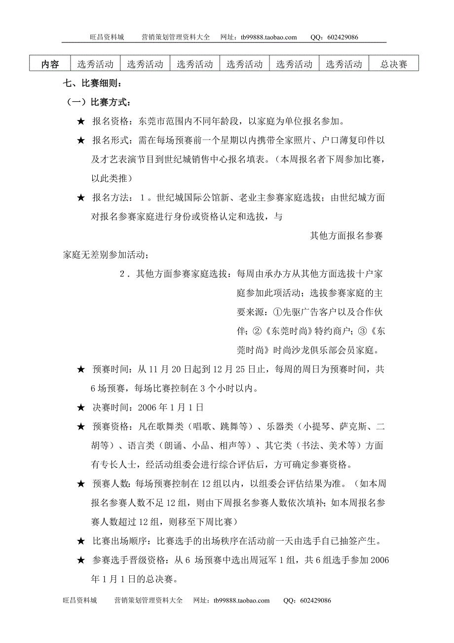 东莞世纪城国际公馆公馆两周年欢乐家庭选秀大比拼系列活动策划方案_第3页