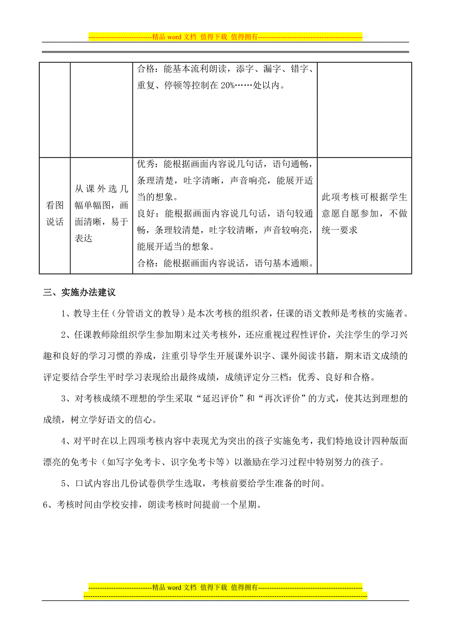 小学语文一年级下册学业质量过关考核评价办法_第2页