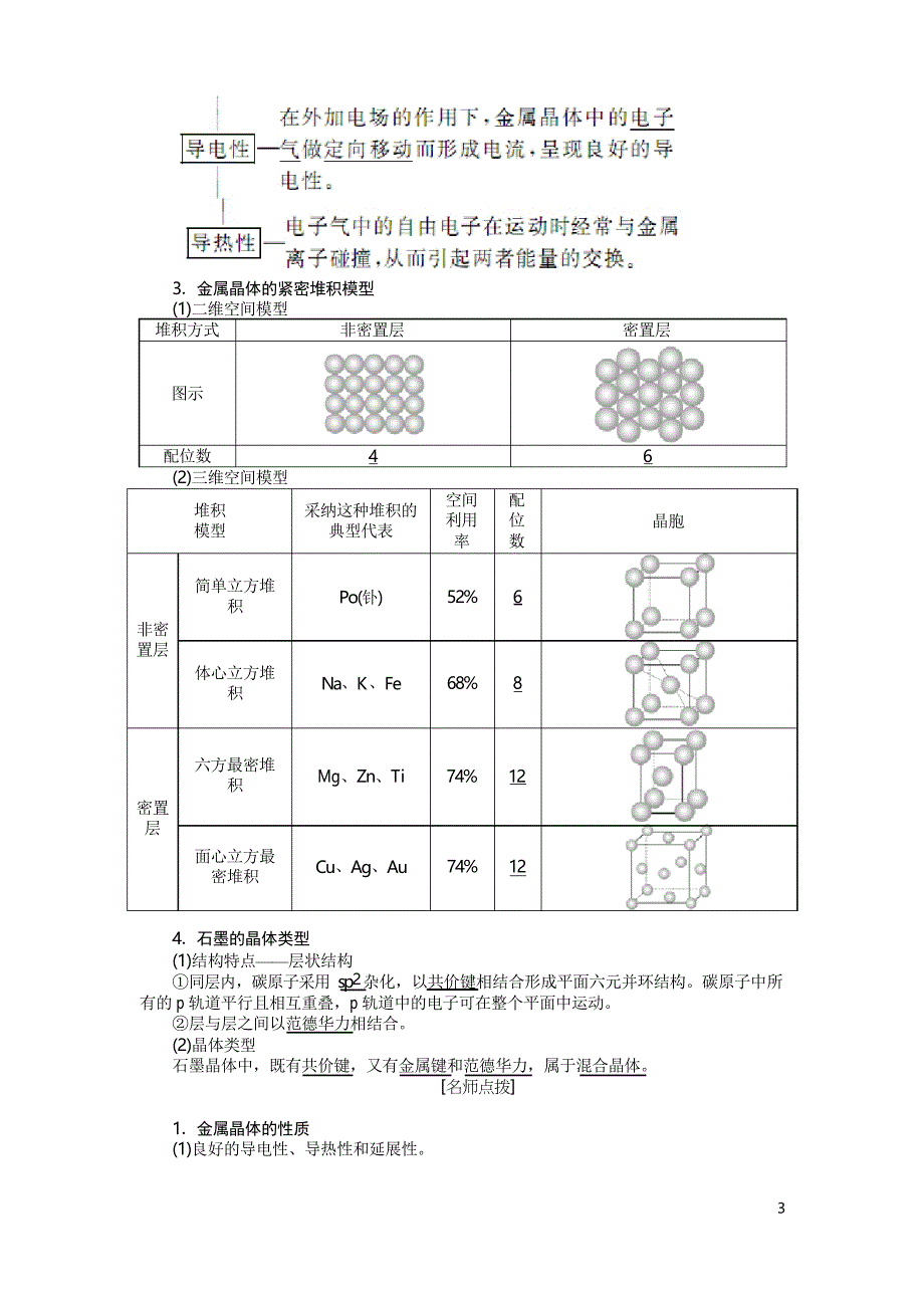 高二化学人教版选修三教学案第三章第三节金属晶体含答案_第3页