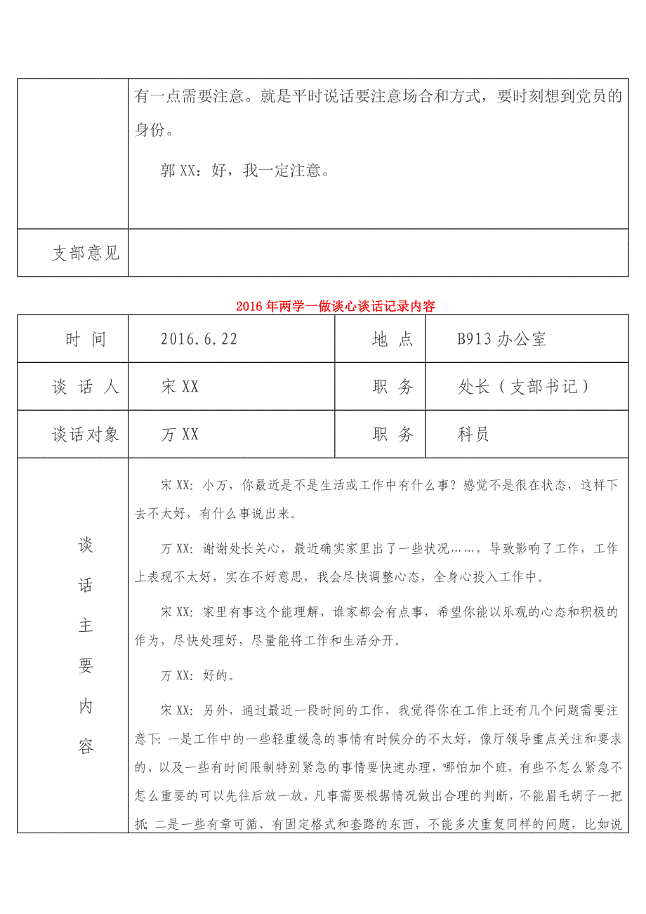 2016年两学一做谈心谈话记录内容3篇_第2页