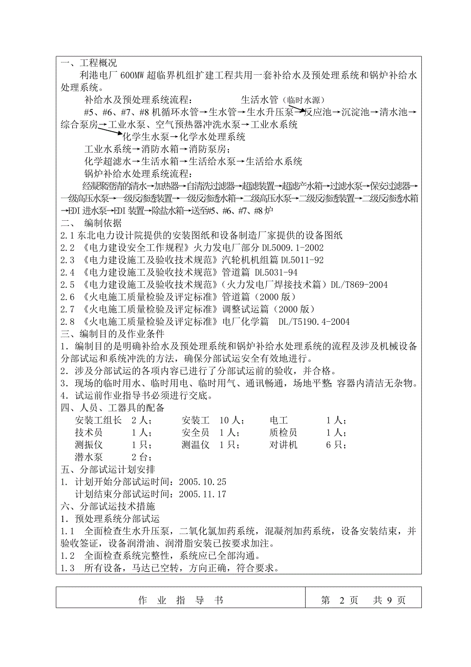 补给水及预处理系统和锅炉补给水处理系统分部试运_第4页