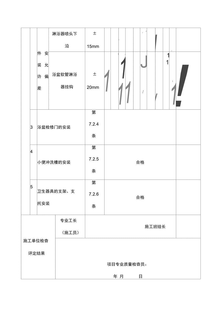 卫生器具安装工程检验批质量验收记录表_第5页