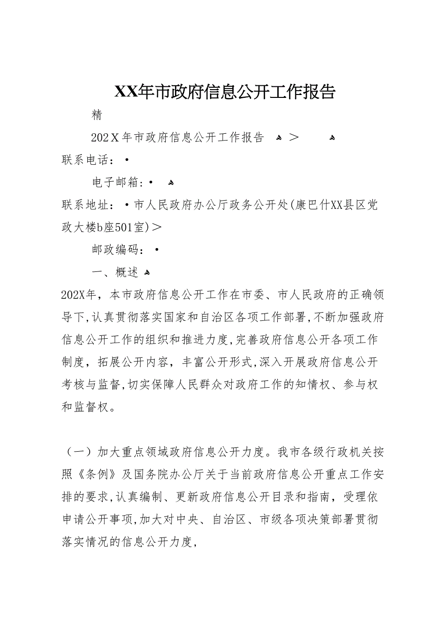 年市政府信息公开工作报告_第1页