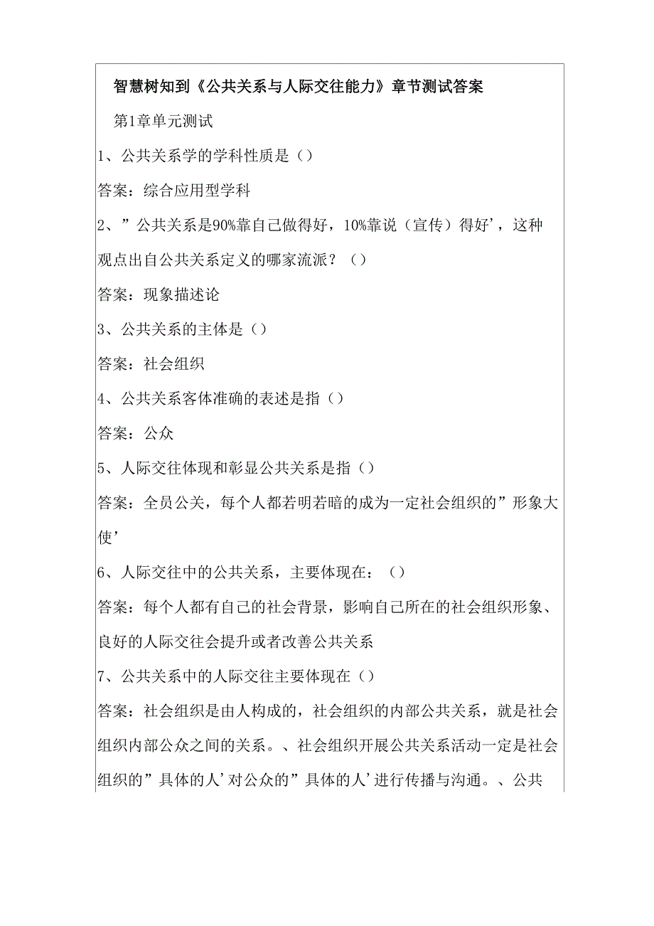 智慧树知到《公共关系与人际交往能力》章节测试答案_第1页