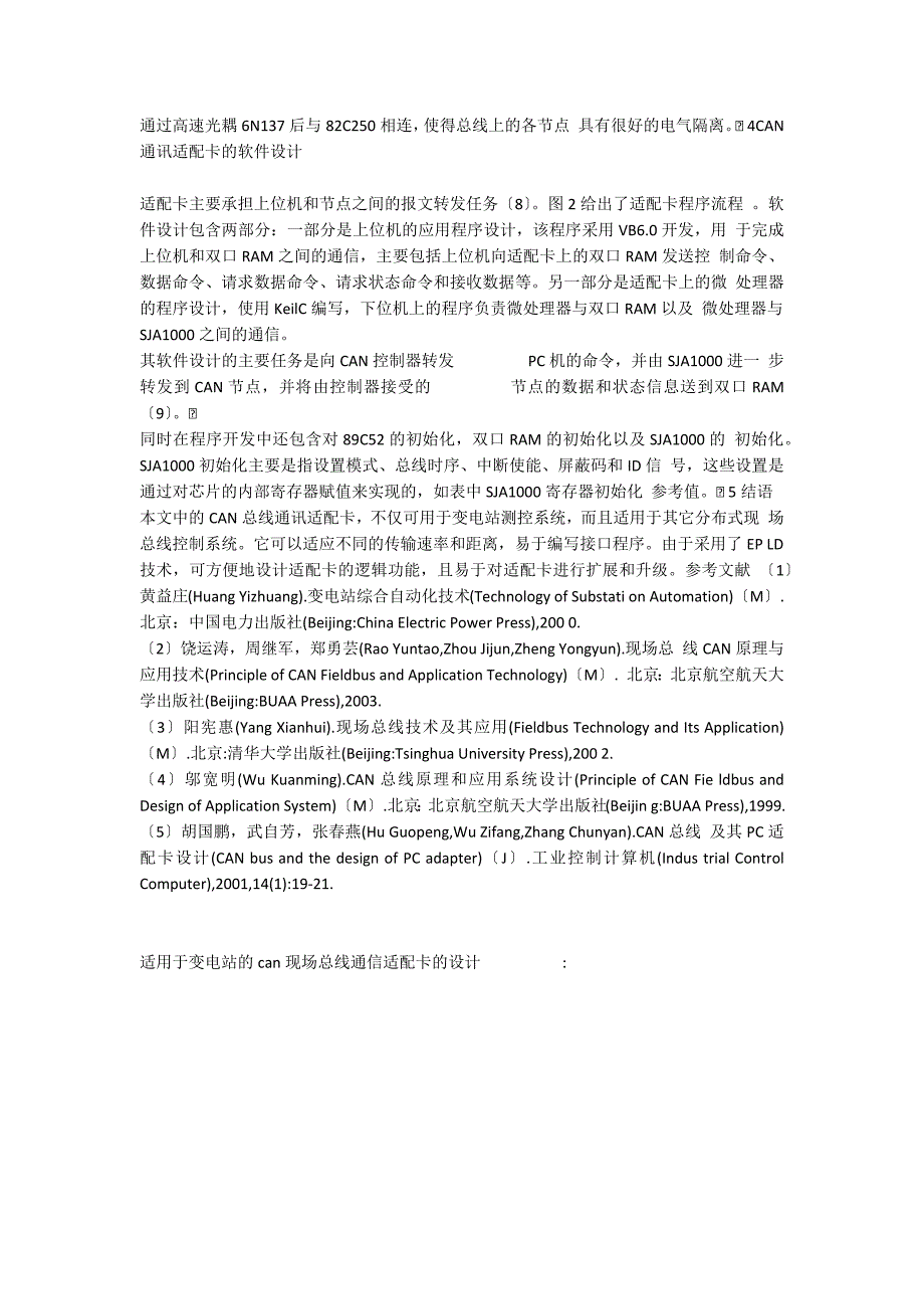 适用于变电站的can现场总线通信适配卡的设.._第4页