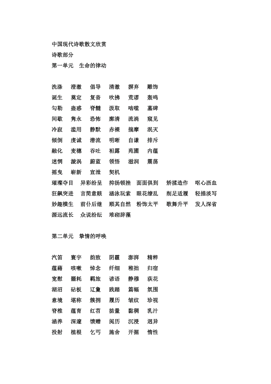 中国现代诗歌散文欣赏字词_第1页