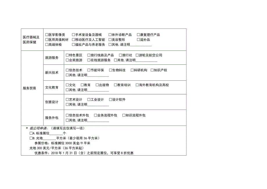 2018中国国际进口博览会参展申请表_第3页