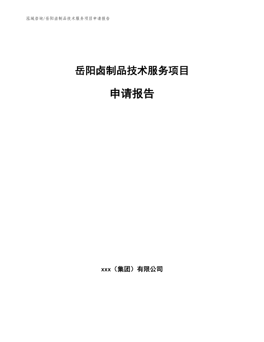 岳阳卤制品技术服务项目申请报告（模板范文）_第1页