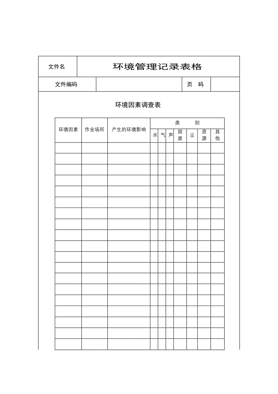 环境管理体系-环境管理记录表格_第1页