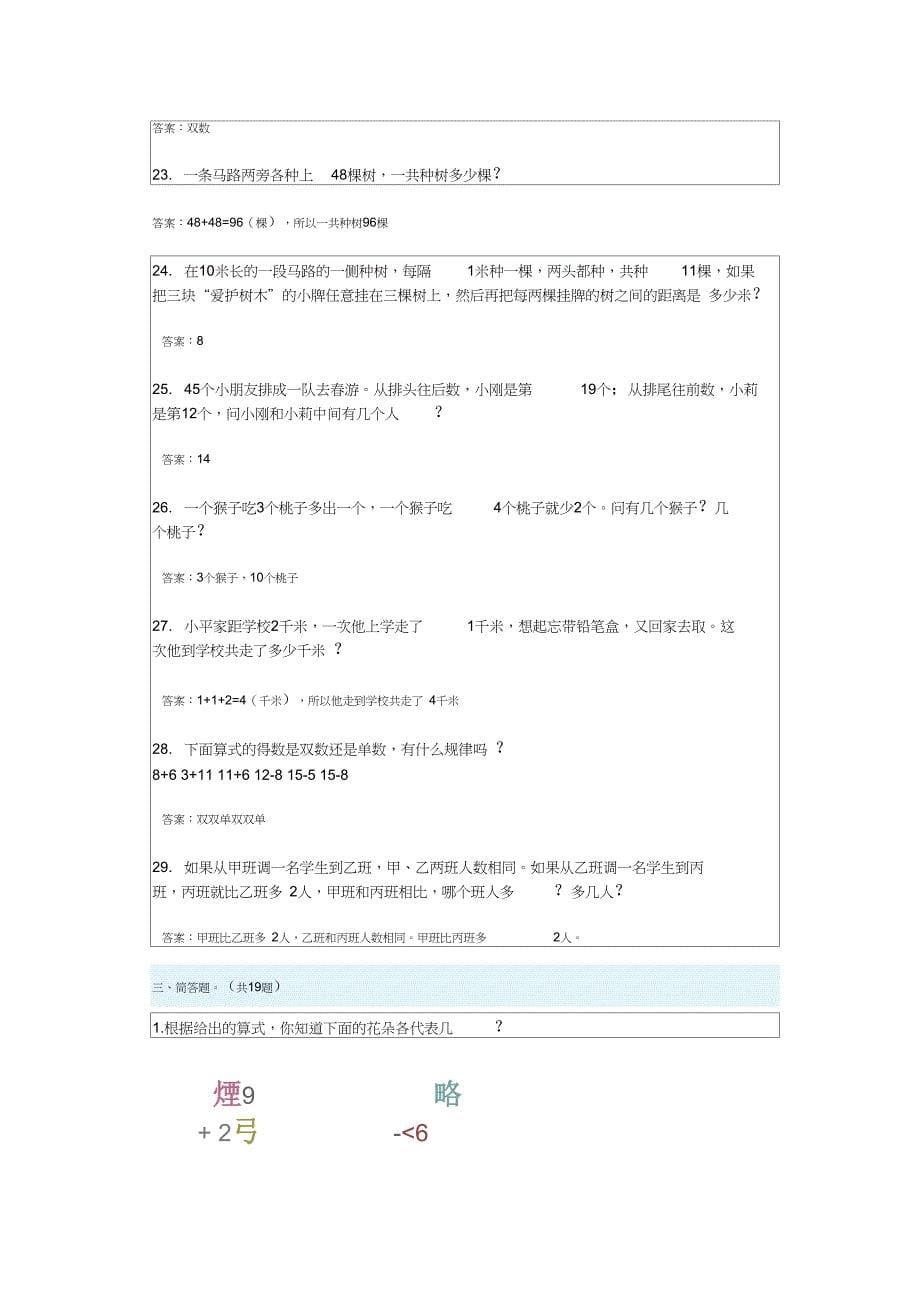 完整版小学一年级奥数题及答案100道综合练习题及答案_第5页