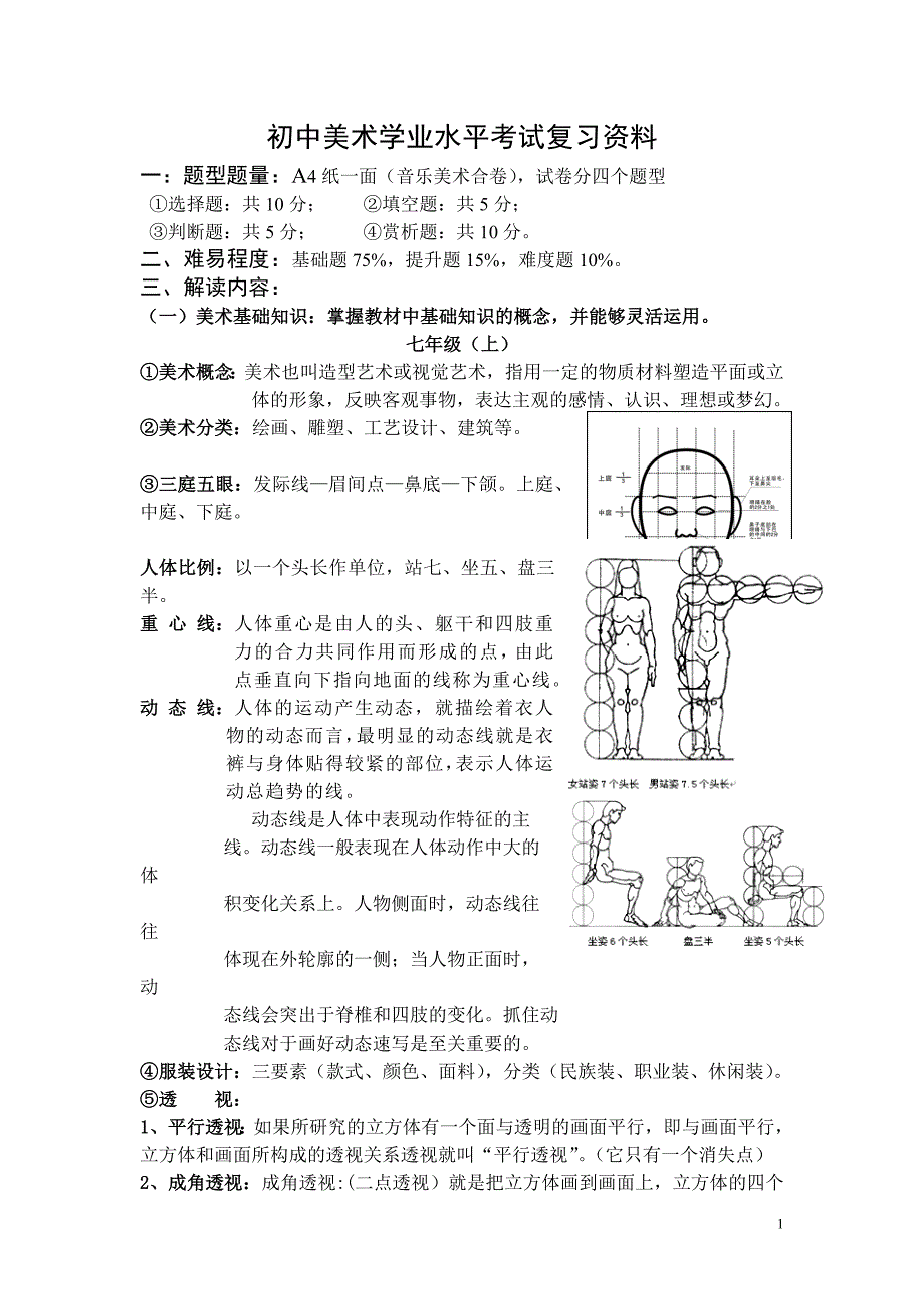 初中美术学业水平考试复习资料_第1页