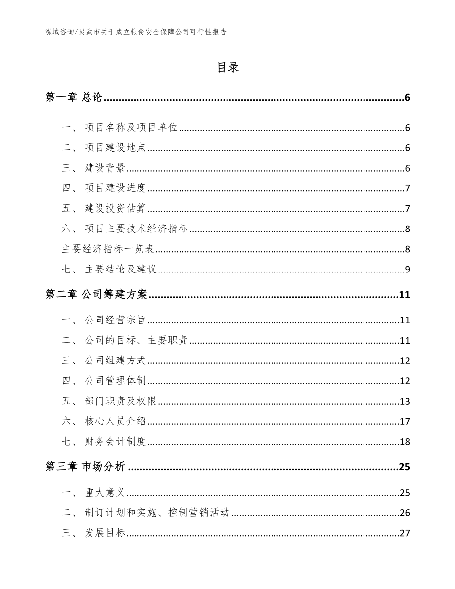 灵武市关于成立粮食安全保障公司可行性报告_模板范本_第1页