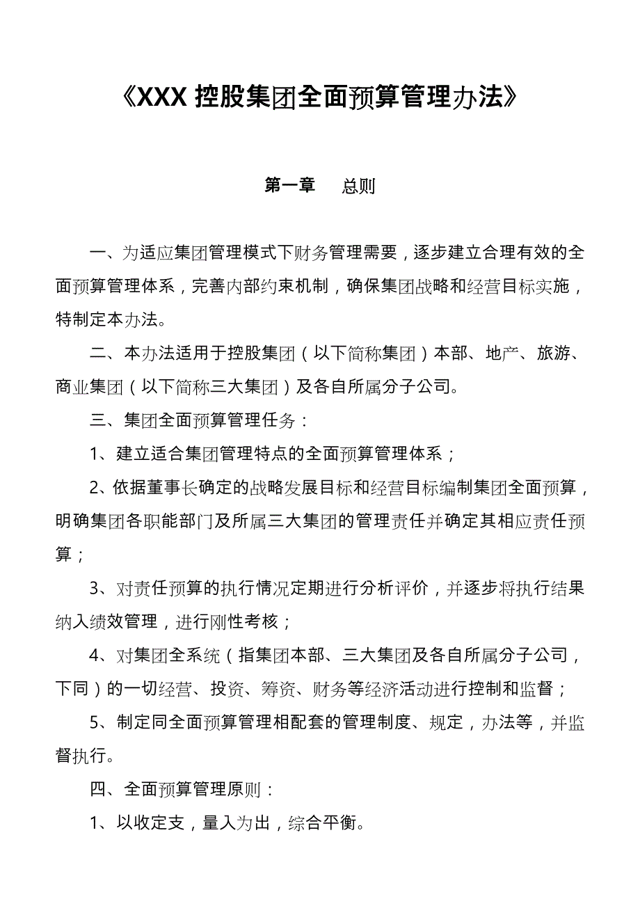 有关控股集团全面预算管理办法_第1页