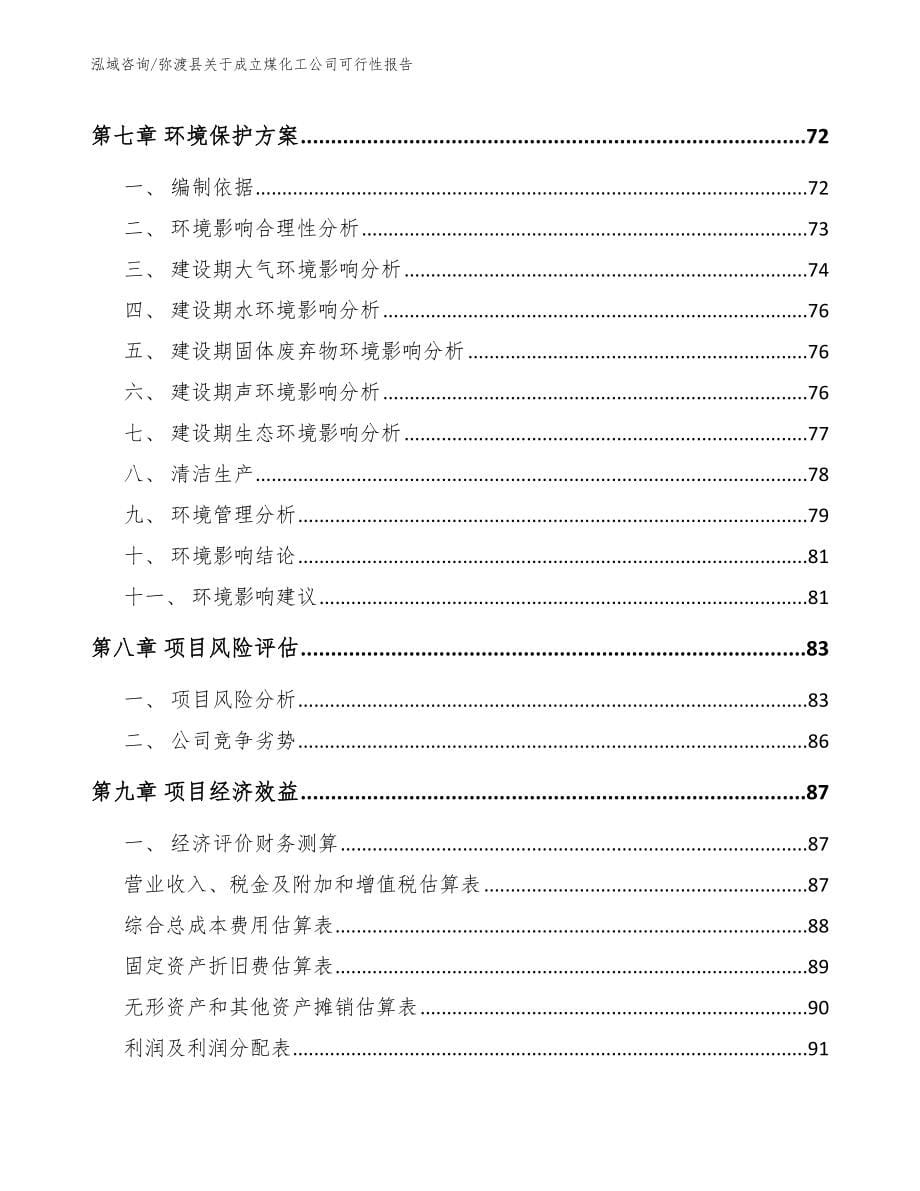 弥渡县关于成立煤化工公司可行性报告（参考模板）_第5页