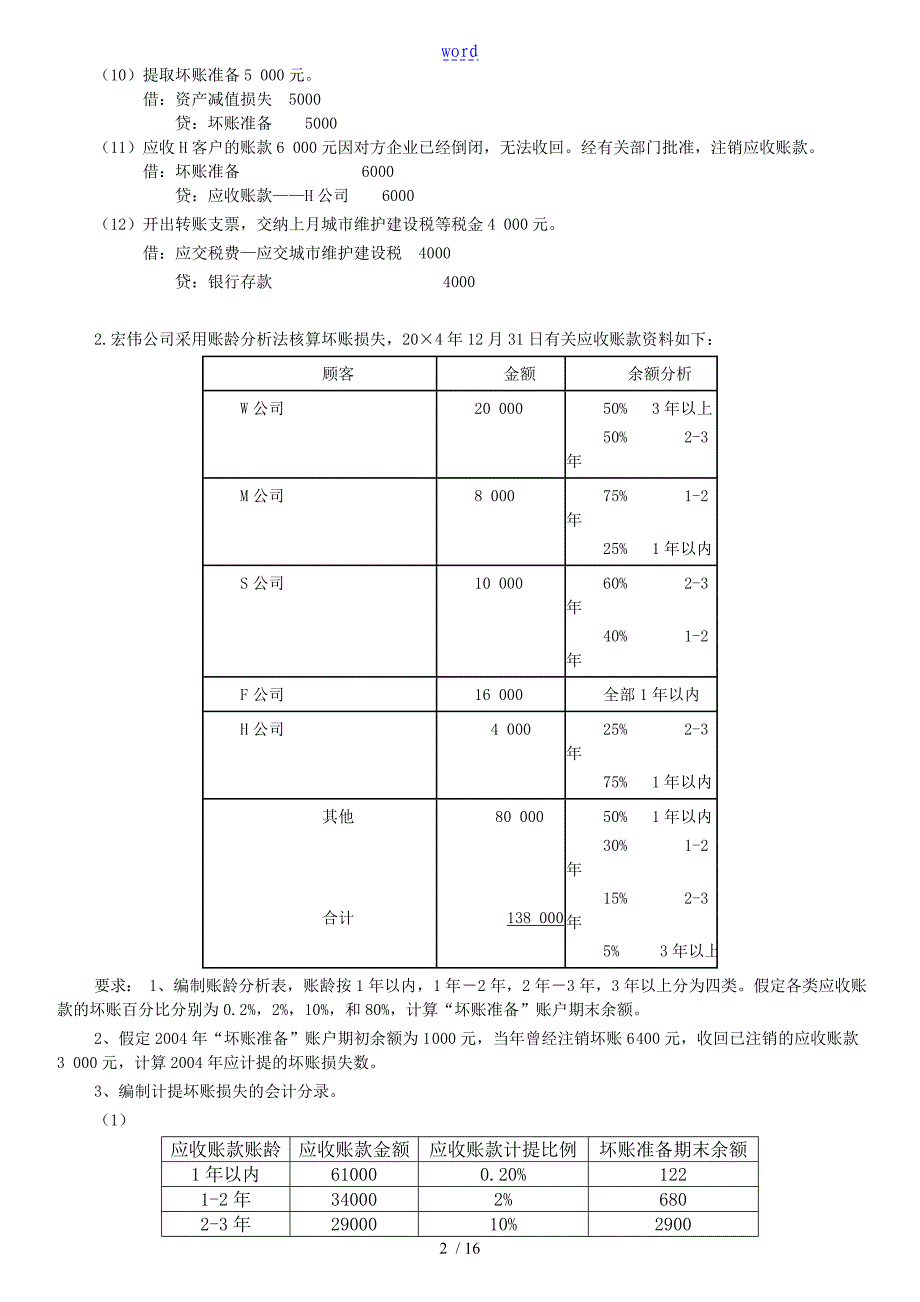 财务会计学平时作业问题详解_第2页