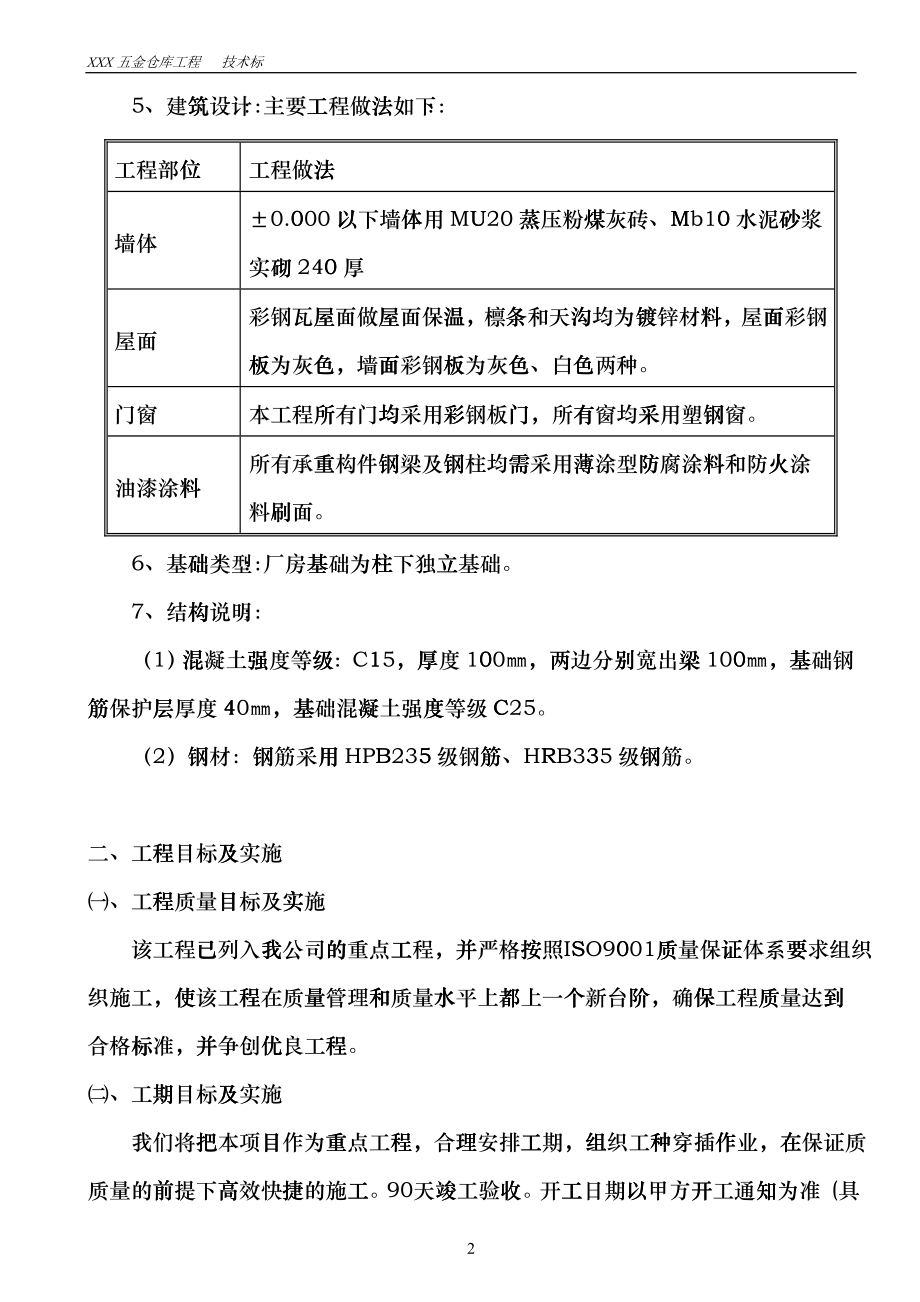 五金仓库工程施工组织设计guat_第2页