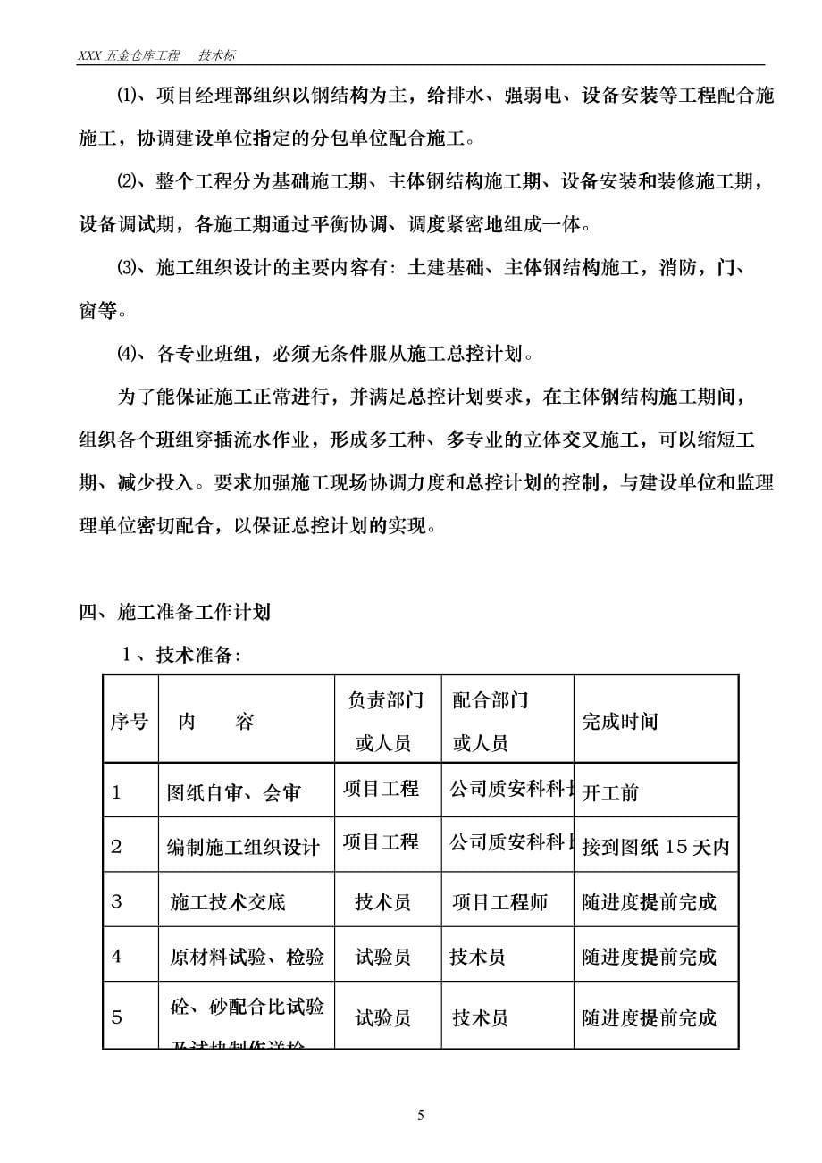 五金仓库工程施工组织设计guat_第5页