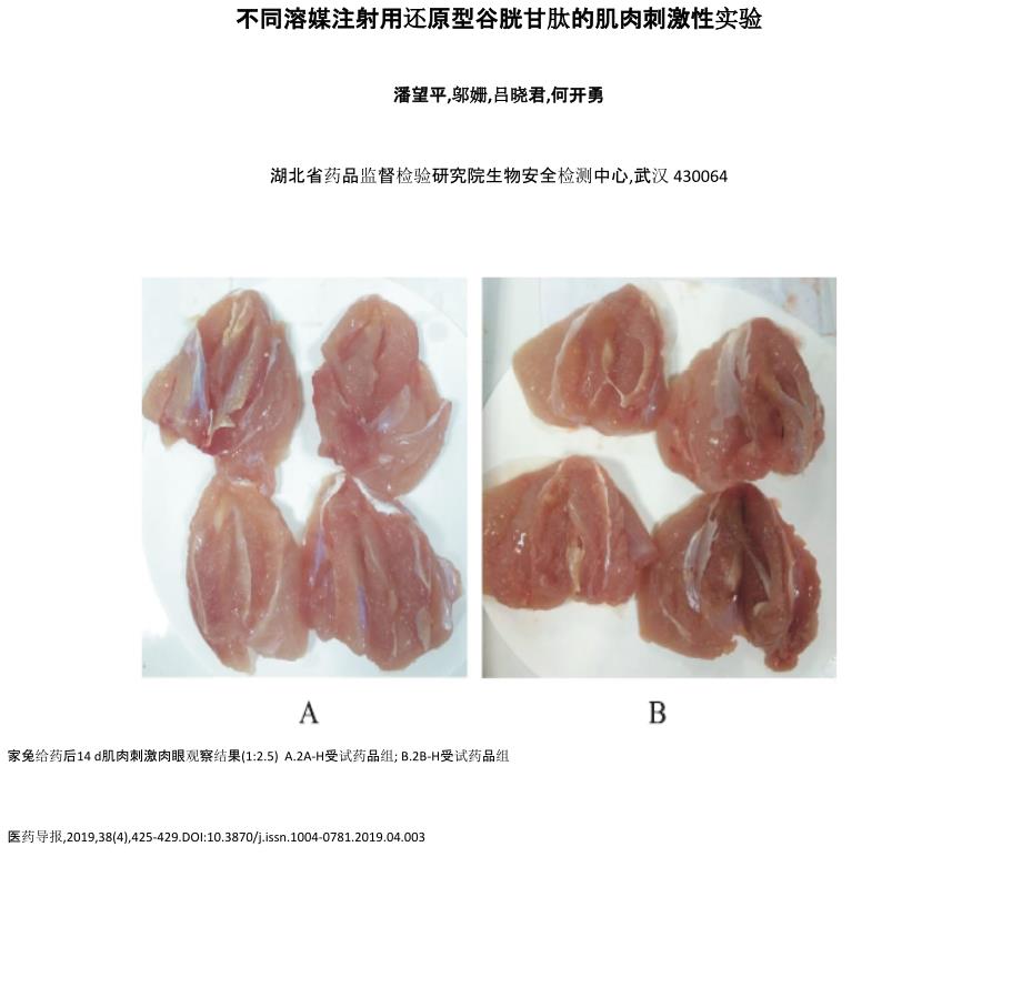 不同溶媒注射用还原型谷胱甘肽的肌肉刺激性实验_第1页