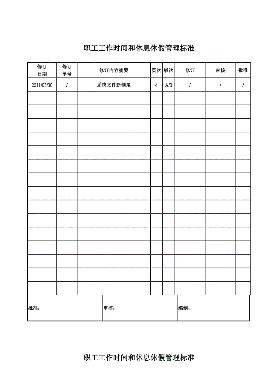 职工工作时间与休息休假管理标准_第1页